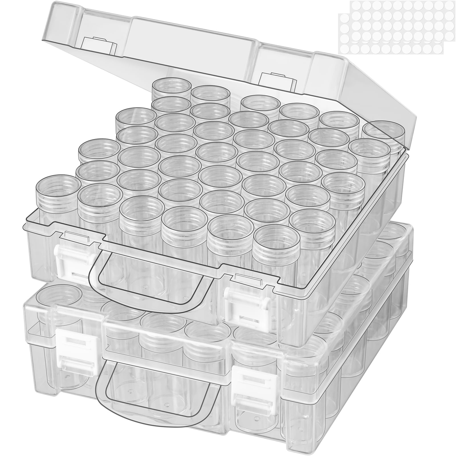 Bead Organizer, Bead Storage Containers, 42 Grids Diamond Painting Storage Containers Transparent Diamond Painting Art Accessories Small Storage Container for Beads Seeds Glitter Rhinestones (2 Pack)