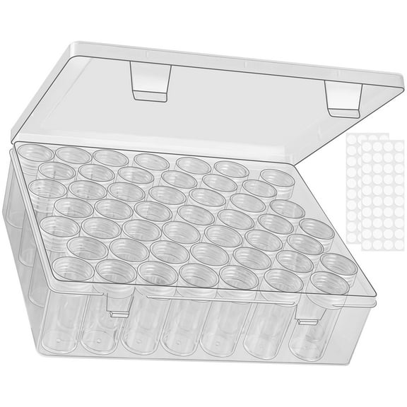 Bead Organizer, Bead Storage Containers, 48 Grids Diamond Painting Storage Containers Transparent Diamond Painting Art Accessories Small Storage Container for Beads Seeds Glitter Rhinestones (1 Pack)