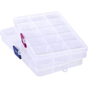 Bead Organizer Box, 2 count 15 Compartment Craft Storage Container with Removable Divider, Plastic Empty Case for Rhinestone Charms Press , Hair Stuff Small Accessory