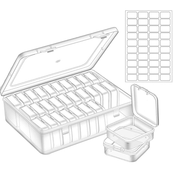 Bead Organizer Box, 20 count Small Craft Organizers and Storage Cases Mini Clear Storage Containers with Hinged Lid and Rectangle Drawers Boxes for Bracelet Making DIY (Clear 1
