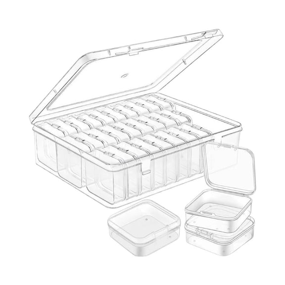 Bead Organizer Box 30 Individual Compartment Clear Plastic Storage Case & Small Beads Organizers Containers for Beads, Jewelry Making, Pills, Nail Art & Diy Crafts, Stackable With Hinged Lids