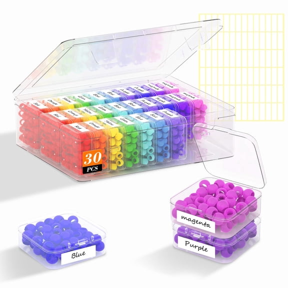 Bead Organizer Box, 30 Pcs Clear Plastic Storage, Craft Storage Box for Jewelry,Clay Beads, Bracelets, Screws,Small Parts