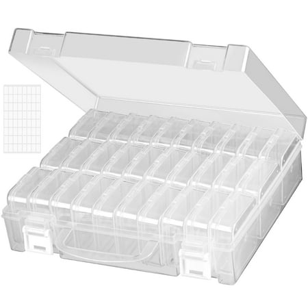 Bead Organizer Box, 30 Slots Bead Storage Containers, Mini Plastic Rectangle Storage Boxes with Hinged Lids for Beads Rhinestones Jewelry Seeds Crafts Small Items (1 Pack)