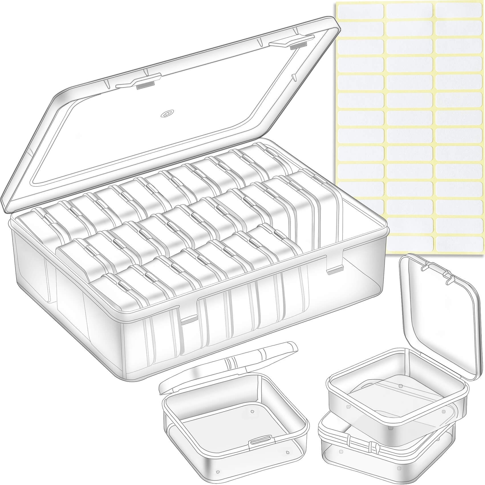 2pcs Boxes 15 Grid Storage Box Bead Organizer Jewelry Organizer Tray 15  Grid Clear Plastic Container Clear Container Craft Storage Jewelery  Organizer Beads Table Saw Pp Divider Abs 