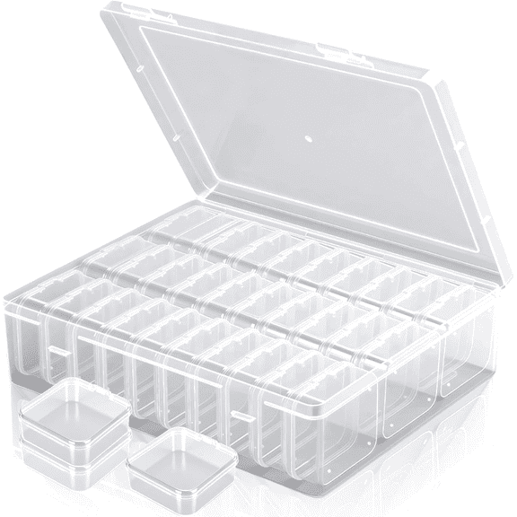 Bead Organizer Box, 31 Mini Clear Jewelry Organizers and Hinged Lid Bead Storage Containers, Ideal for DIY Jewelry Crafts, Screws and Small Parts Craft Storage