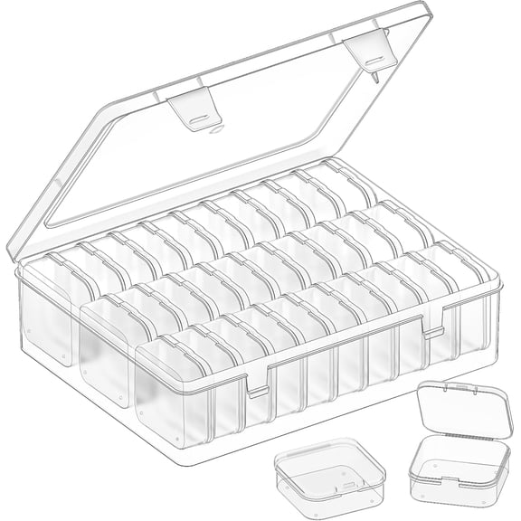 Bead Organizer Box, 31 Pcs Clear Plastic Storage Containers with Hinged Lids Mini Boxes for Jewelry Making, Crafts, DIY, Seed, Small Parts