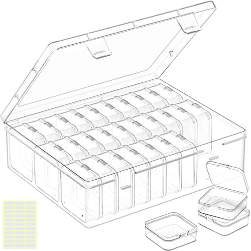 Bead Organizer Box, 31 Pcs Small Bead Organizers and Storage Plastic Cases, Mini Clear Diamond Painting Storage Containers Boxes with Hinged Lid for Jewelry, Bracelet, Seed, DIY Crafts