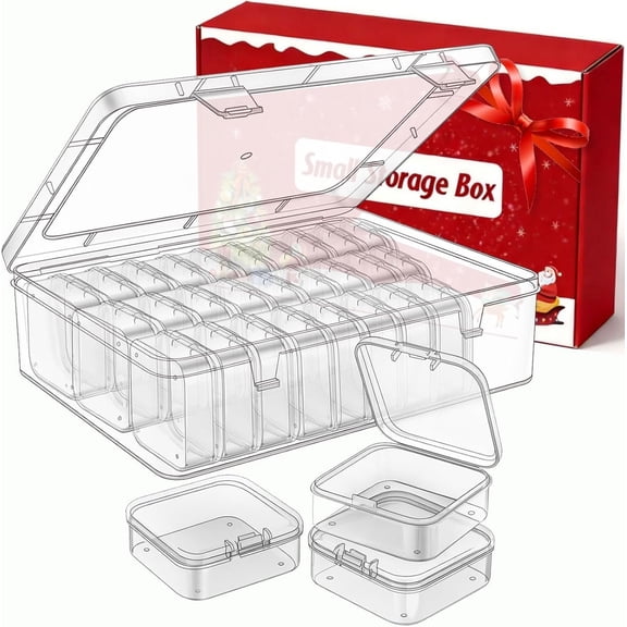 Bead Organizer Box, 31 count Small Beads Organizers and Storage Plastic Cases Mini Clear Dimond Storage Containers Boxes with Hinged Lid and Rectangle for Bracelet Making DIY Craft