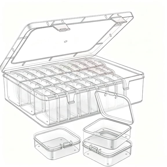 31Pcs Bead Organizer Box, Small Plastic Storage Cases with Hinged Lid, Clear Mini Containers for Jewelry Making, DIY Craft, Bracelet Beads & Nail Art