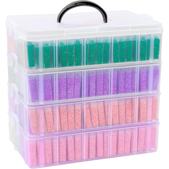 Bead Organizer Box, 4-Tier Stackable Storage Box, 84 Pcs Small Plastic Containers with Lids, Clear Organizers for Jewelry Toys Craft Storage