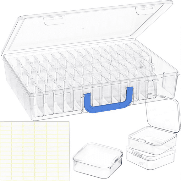 Bead Organizer Box, 60Pcs Small Storage Boxes with Hinged Lid, Large Craft Case Handle,for Jewelry Making