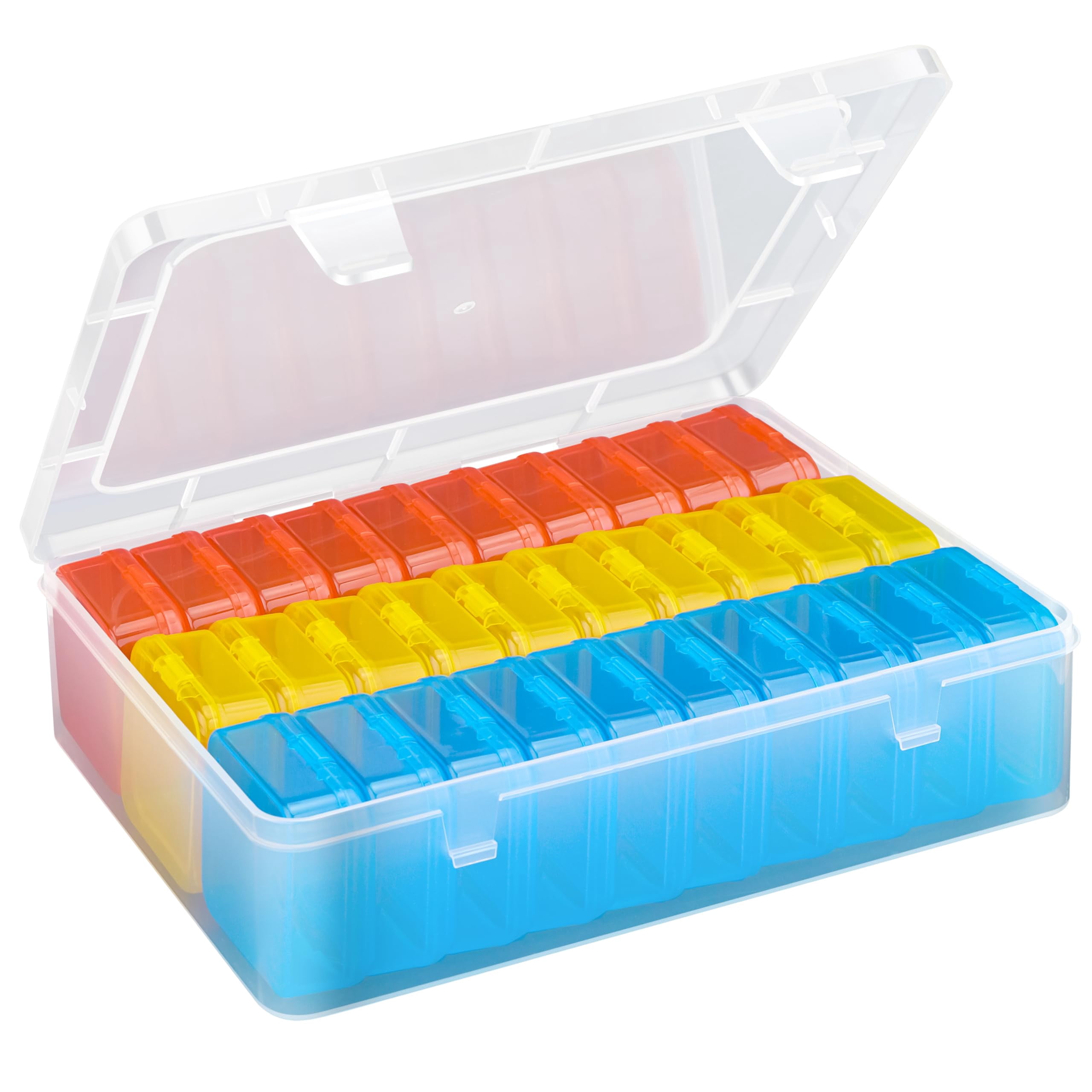 Bead Organizer Box 62Pcs Small Storage Plastic Cases Mini Clear Containers with Hinged Lid for Bracelet Making DIY Jewelry Craft Nails