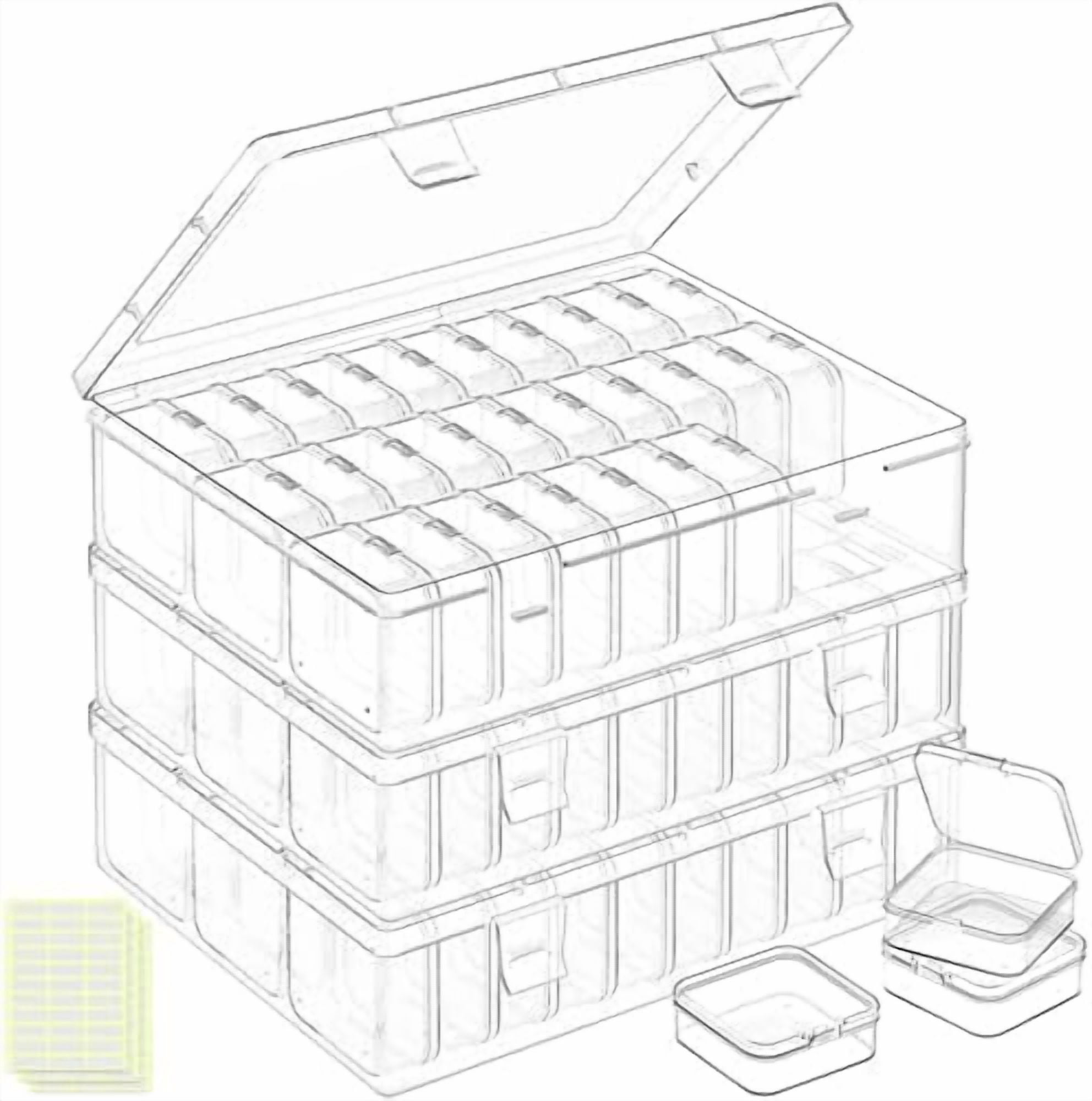 Bead Organizer Box, 93Pcs Small Bead Storage Containers Plastic Cases with Hinged Lid, Rectangle Clear Diamond Painting Storage Containers for Jewelry, DIY Crafts, Bracelet, Seeds, Nail
