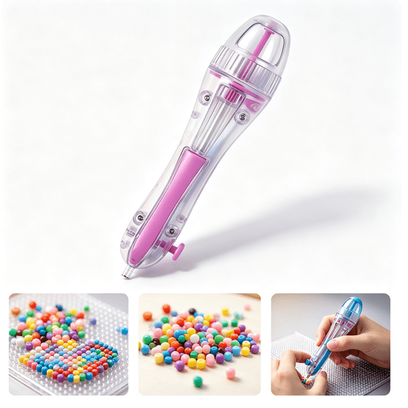 Bead Pen – Super Smooth 2.7Mm Fuse Tool, Precision Placement Tip | DIY Creative Puzzle Activity, Hand Control Practice, Relaxing Craft Experience for Boys Girls Learning Play(Pink)