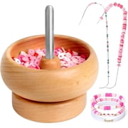 Bead Spinner for Jewelry Making, Effortless Rotating Wooden Clay Bead Spinner with 2 Big Eye Beading Needles, Beading Supplies for Making Waist Beads, Bracelets, Necklaces