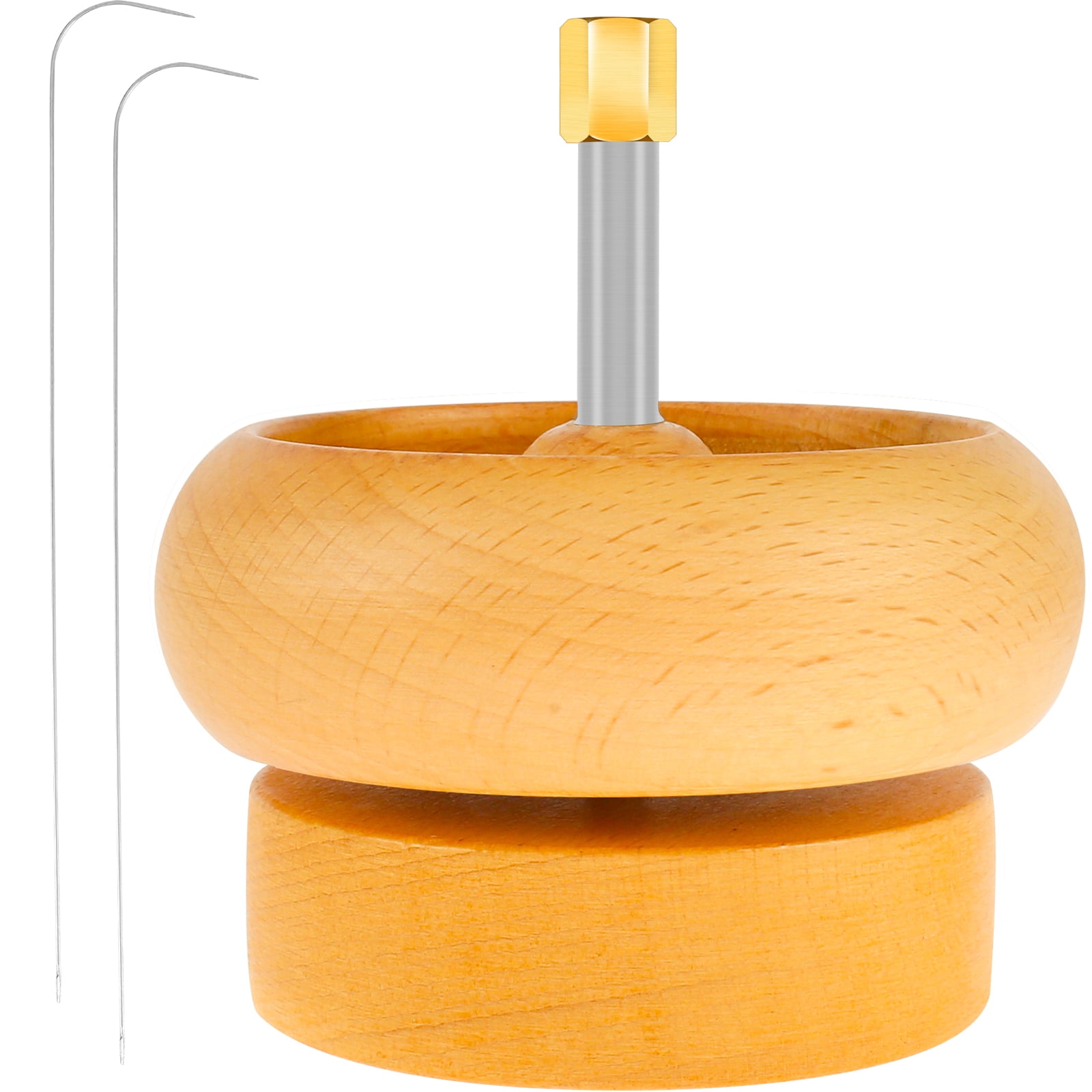 Bead Spinner Set with 2 Needles Wooden Spin Beading Bowl for Jewelry