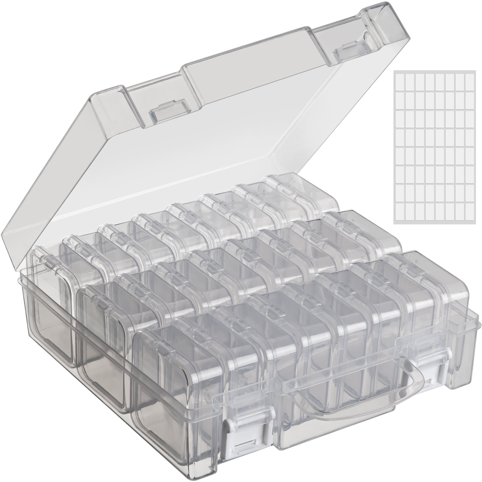 Bead Organizer Box, 24 Grids Small Clear Plastic Bead Storage Containers, 1 Craft Storage Box with Hinged Lid, for Making Beading Jewelry Crafts Screws Small Parts(1 Pack)