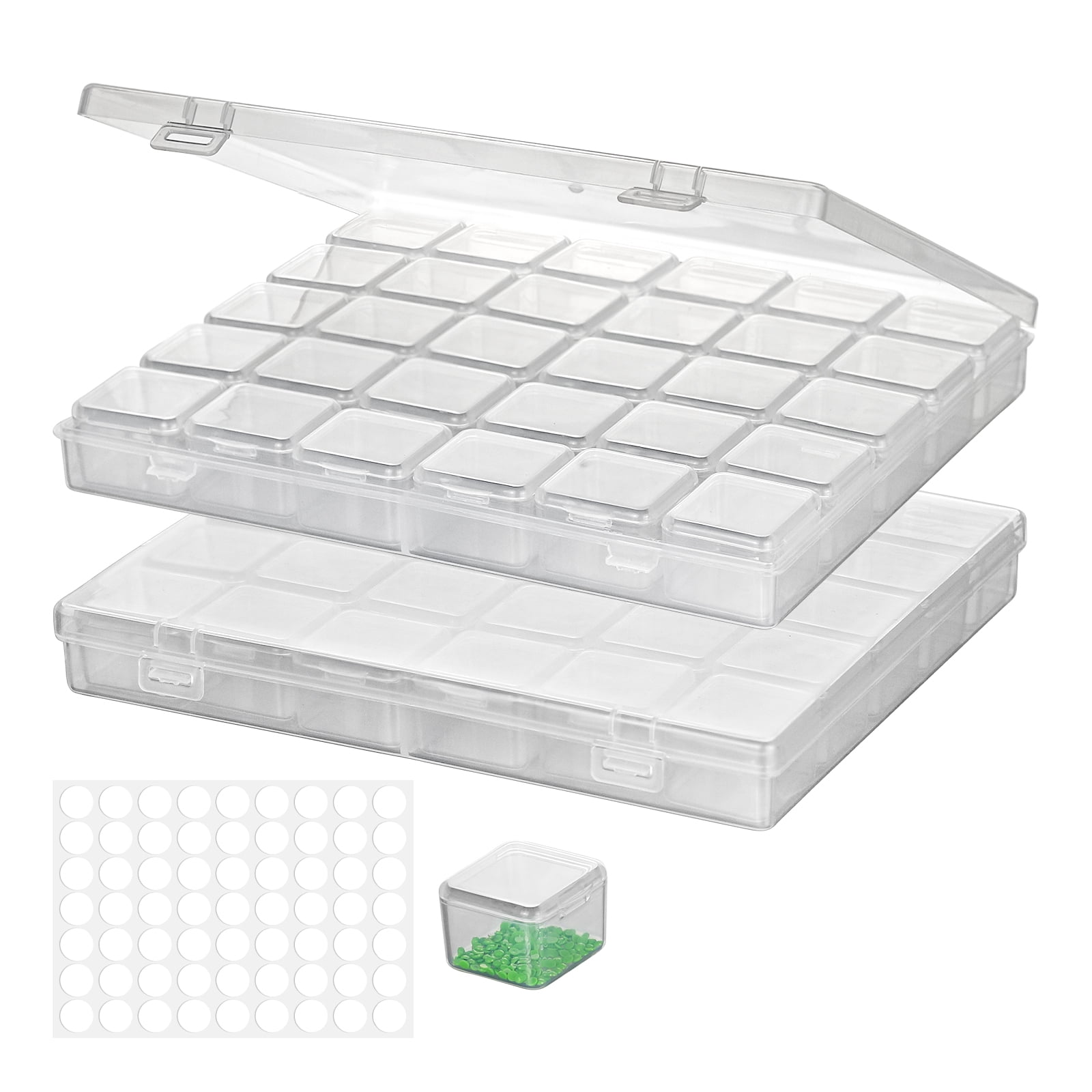 Bead Storage Organizer Box with 30Pcs Organizers,2 Pack Storage Plastic Cases,Mini Bead Containers Boxes,Diamond Painting Storage Containers, Plastic Container Tray for Craft, Jewelry and Ear