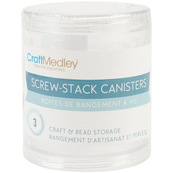 Bead Storage Screw Stack Canisters, 2.75" x 1", 3/Pkg