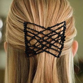 Bead Stretchy Women Hair Combs Double Slide Metal Comb Clip Hairpins, Black
