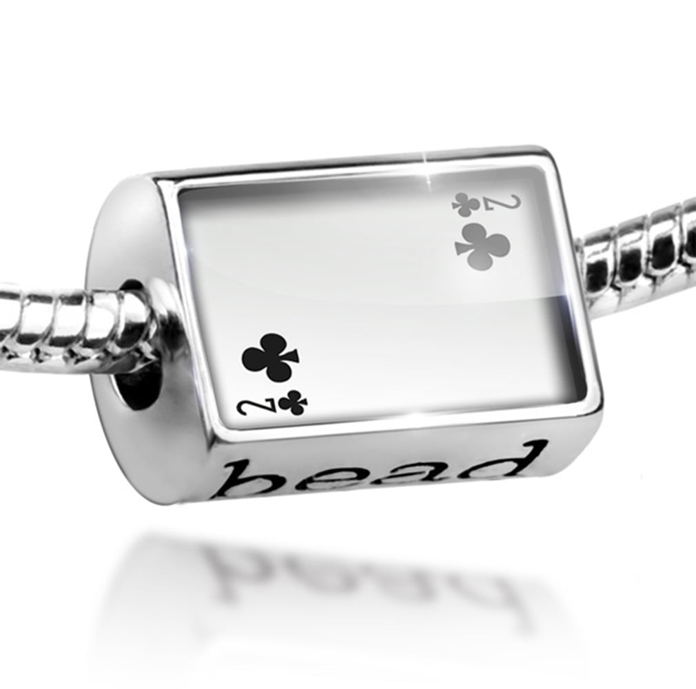 NEONBLOND Bead Two Clubs- Deuce / card game Charm Fits All European Bracelets