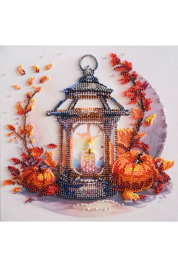 Wizardi Bead Embroidery kit - Autumn Light. Colorful Beads, Beading Needles. DIY Kit. Embroidery for Beginners. Home Decor. AMB-109 Abris Art