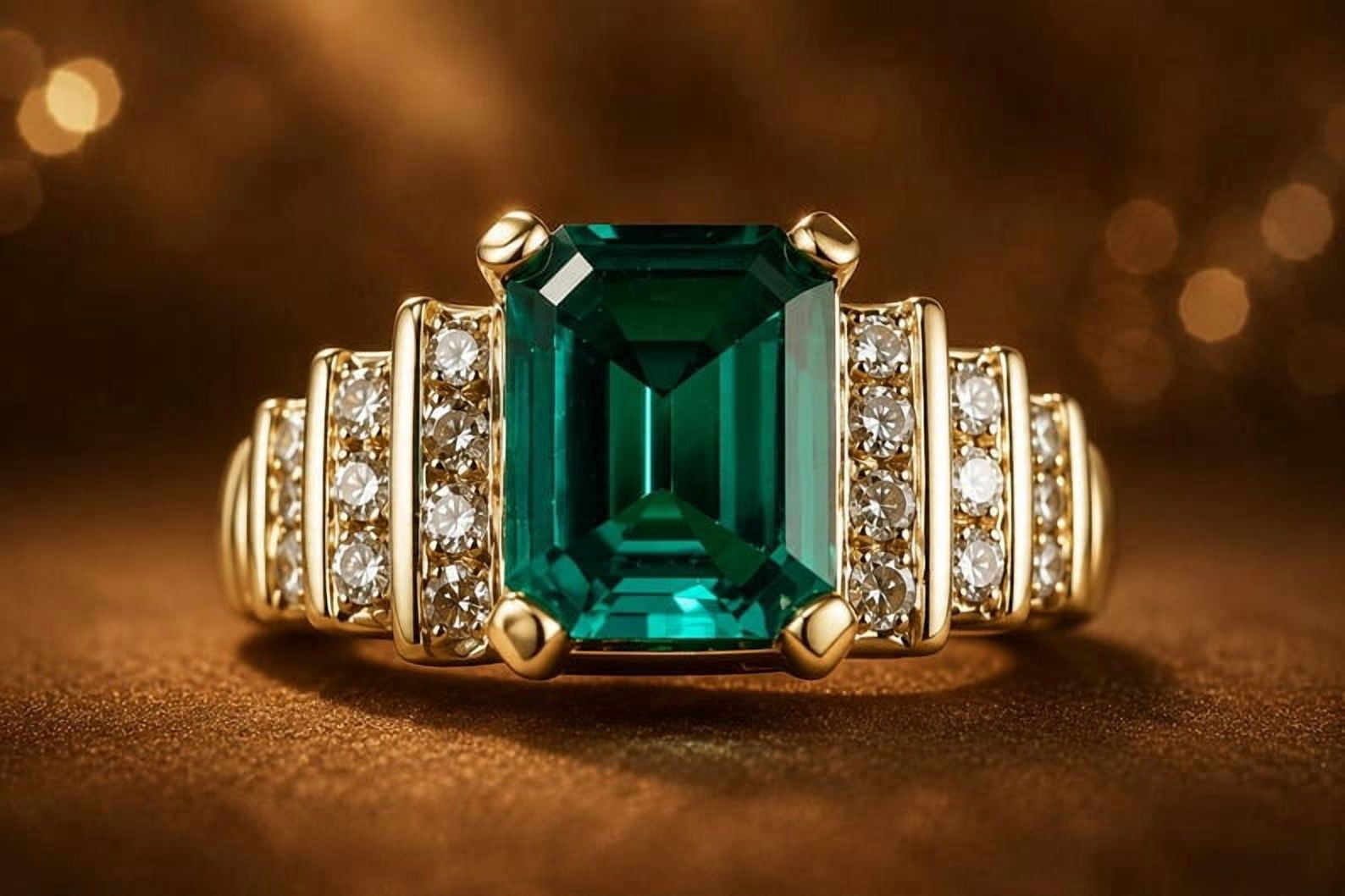 BeadBeauty 925 Sterling Silver Emerald Cut Green Emerald Ring for Women ...