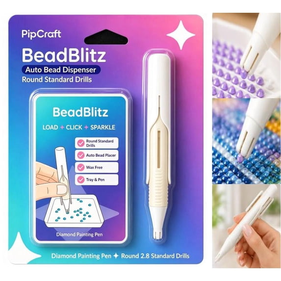 BeadBlitz Automatic Diamond Painting Bead Dispenser, Diamond Art Pen for 2.8mm Drills, Easy-Grip Stylus for Therapeutic Hobbies & Relaxing Afternoon Projects (White)