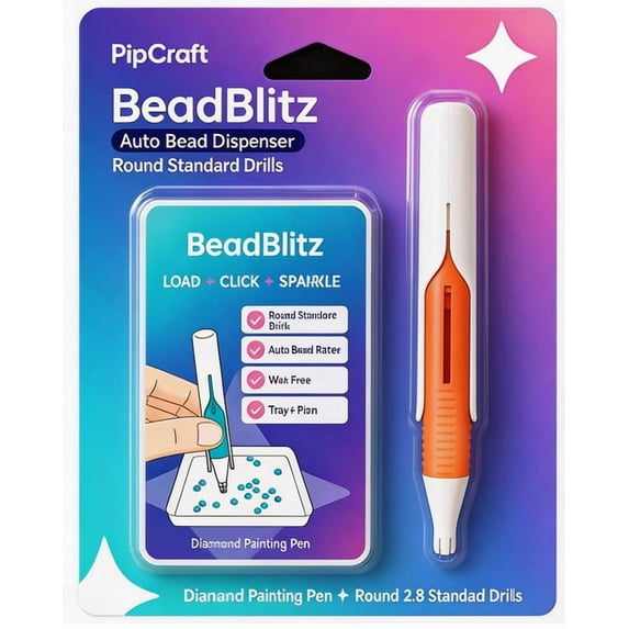 BeadBlitz Automatic Diamond Painting Bead Dispenser, Diamond Painting Bead Dispenser Pen for 2.8mm Drills, Quick-Load Essential for Family Bonding & Creative Weekends (Orange)