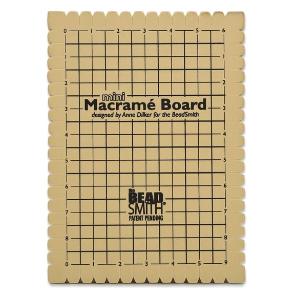 The Beadsmith Mini Macrame Board, 7.5 x 10.5 inches, 0.5-inch-Thick Foam, 6 x 9 Grid for Measuring, Bracelet Project with Instructions Included, Create Macrame and Knotting Creations