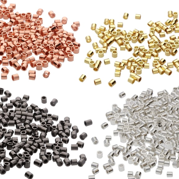 The Beadsmith Tube Crimp Beads, 2 x 2mm, Assorted Colors, 500 Pieces, Uniform Cylindrical Shape, No Sharp Edges, Designed to Secure the Ends of Jewelry Stringing Wires and Cables