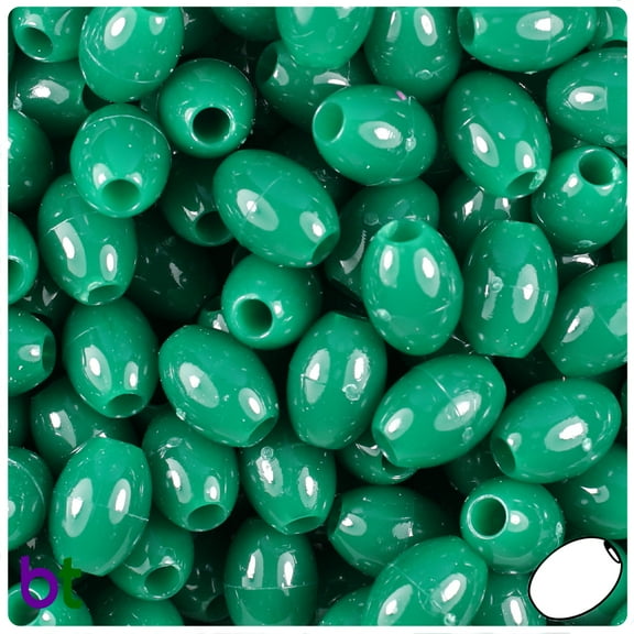 BeadTin Agate Green Opaque 14mm Oval Pony Beads (200pcs)