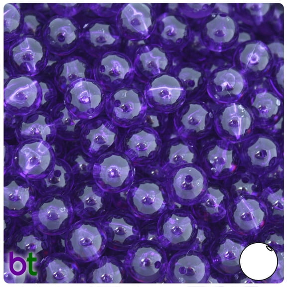 BeadTin Amethyst Transparent 10mm Round Craft Beads (150pcs)