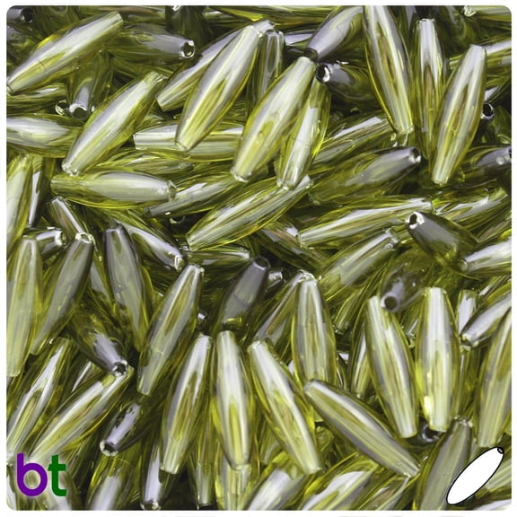 BeadTin Avocado Transparent 19mm Spaghetti Craft Beads (150pcs)