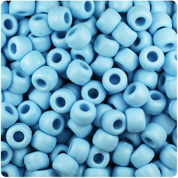 BeadTin Baby Blue Matte 9mm Barrel Pony Beads (500pc)