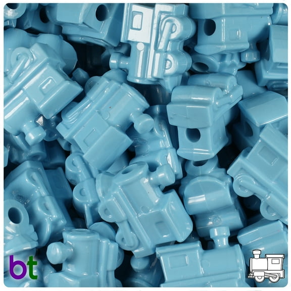 BeadTin Baby Blue Opaque 22mm Train Pony Beads (24pcs)