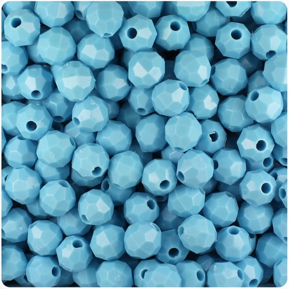 BeadTin Baby Blue Opaque 8mm Faceted Round Craft Beads (450pcs)