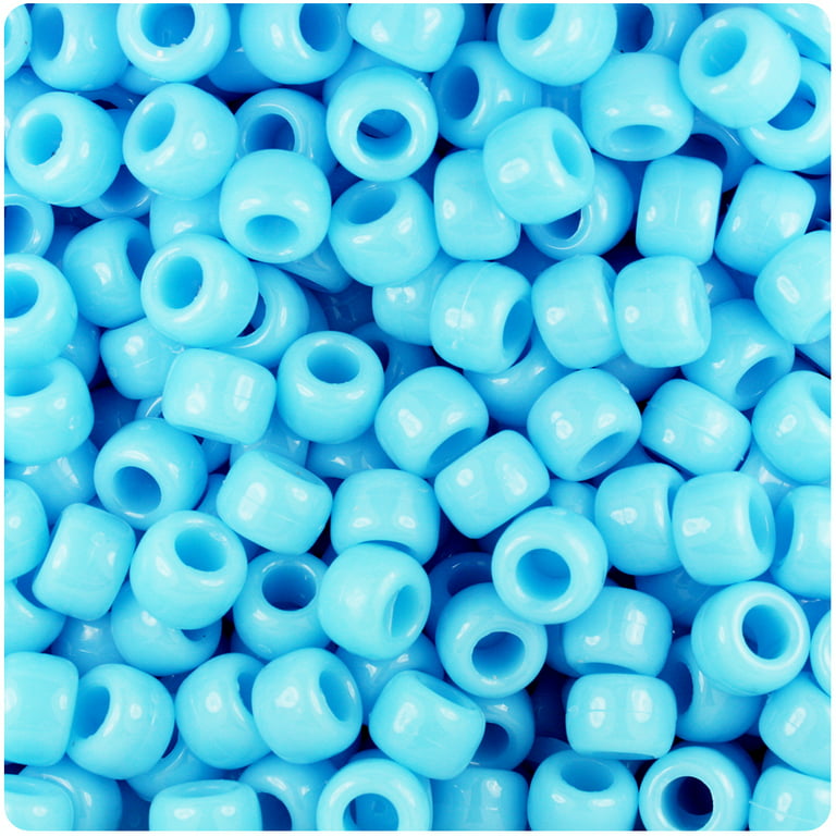 BeadTin Baby Blue Opaque 9mm Barrel Pony Beads (500pc) 