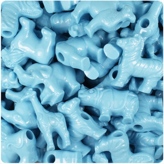 BeadTin Baby Blue Opaque Safari Animal Pony Beads (2oz)