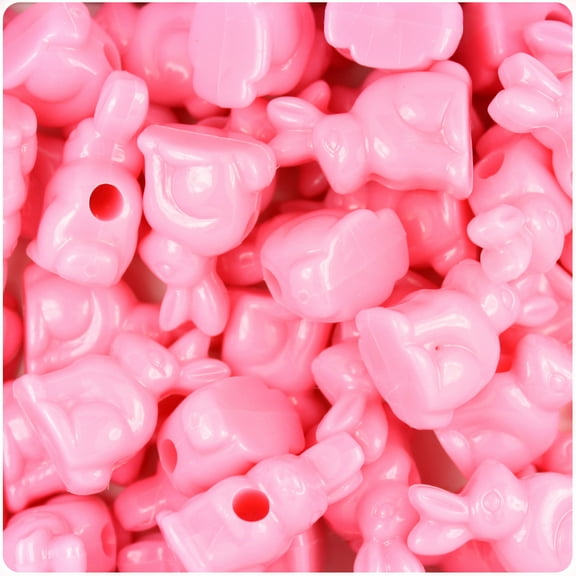 BeadTin Baby Pink Opaque 24mm Bunny Rabbit Pony Beads (24pcs)