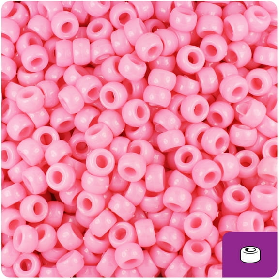 BeadTin Baby Pink Opaque 6.5mm Mini Barrel Pony Beads (1000pcs)