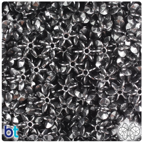 BeadTin Black Opaque 10mm SunBurst Plastic Craft Beads (450pcs)