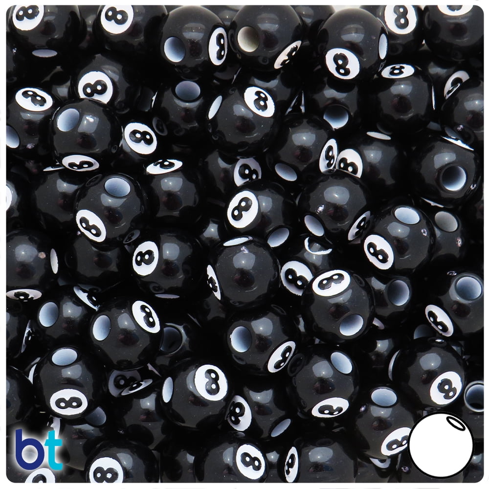 BeadTin Lime Roe Black Sparkle 11mm Skull Pony Beads (150pcs