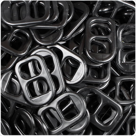 BeadTin Black Opaque 25mm Plastic Soda Pop Tabs (2oz)