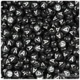 thumbnail image 1 of BeadTin Black Opaque 7mm Coin Alpha Beads - White Letter A (100pcs), 1 of 1