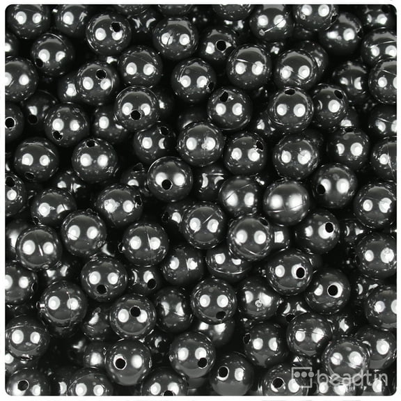 BeadTin Black Opaque 8mm Round Craft Beads (300pcs)