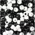 thumbnail image 1 of BeadTin Black & White Opaque 9mm Barrel Pony Beads (500pc), 1 of 1