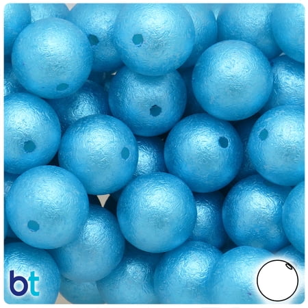 BeadTin Blue Textured Pearl 20mm Round Plastic Beads (10pcs)