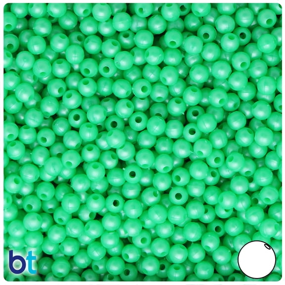 BeadTin Bright Green Pearl 5mm Round Plastic Beads (700pcs)