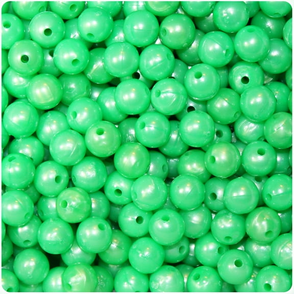 BeadTin Bright Green Pearl 8mm Round Craft Beads (300pcs)